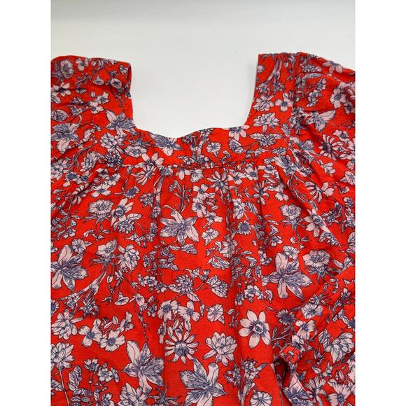Gap · Large Petite · Blouson Sleeve Square Neck Blouse · Red Floral · NWT - Picture 5 of 11
